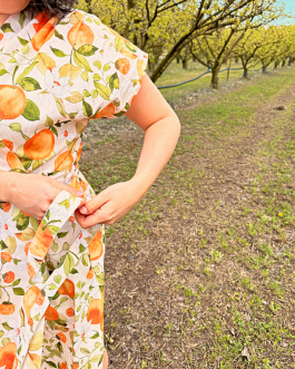 sukienka kopertowa cytryny i pomarańcze